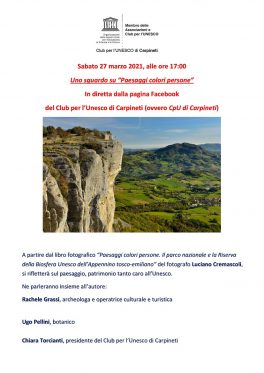 "Paesaggi colori persone": incontro online con il Club per l'Unesco di Carpineti