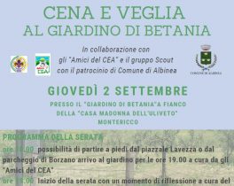 Il 2 settembre cena, veglia e osservazione degli astri al giardino di Betania