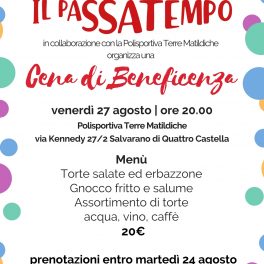 Cena di beneficenza per sostenere il progetto Il Passatempo