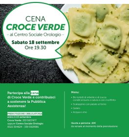 Cena al Centro Sociale Orologio per la Croce Verde Reggiana