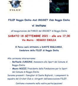 Inaugura il Parco del Cricket di Reggio Emilia