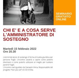 Seminario online con Casa Gioia sull'amministratore di sostegno