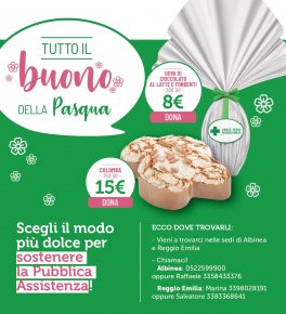 Anche nel 2022 uova di Pasqua e colombe per sostenere la Croce Verde reggiana