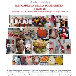 La bancarella della solidarietà a Fabbrico per sostenere Ageop Ricerca