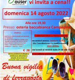 Cena a Campegine con Auser Castelnovo Sotto