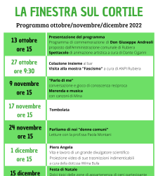 "La finestra sul cortile": riprendono gli appuntamenti culturali di Auser Rubiera