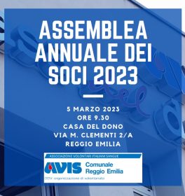 Assemblea annuale dei soci di Avis Comunale Reggio Emilia 2023