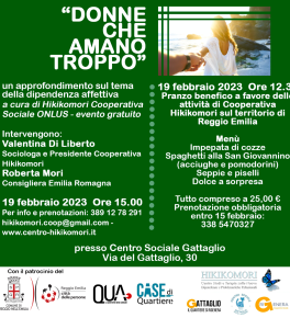 "Donne che amano troppo", incontro il 19 febbraio