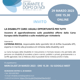 Incontro informativo “La Disability Card: uguali opportunità per tutti”