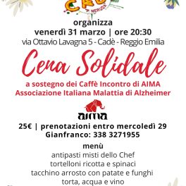 Cena a sostegno delle attività dei Caffè Incontro di AIMA - Associazione Alzheimer