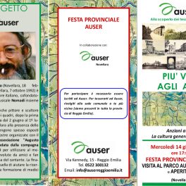 Festa provinciale di Auser il 14 giugno a Novellara