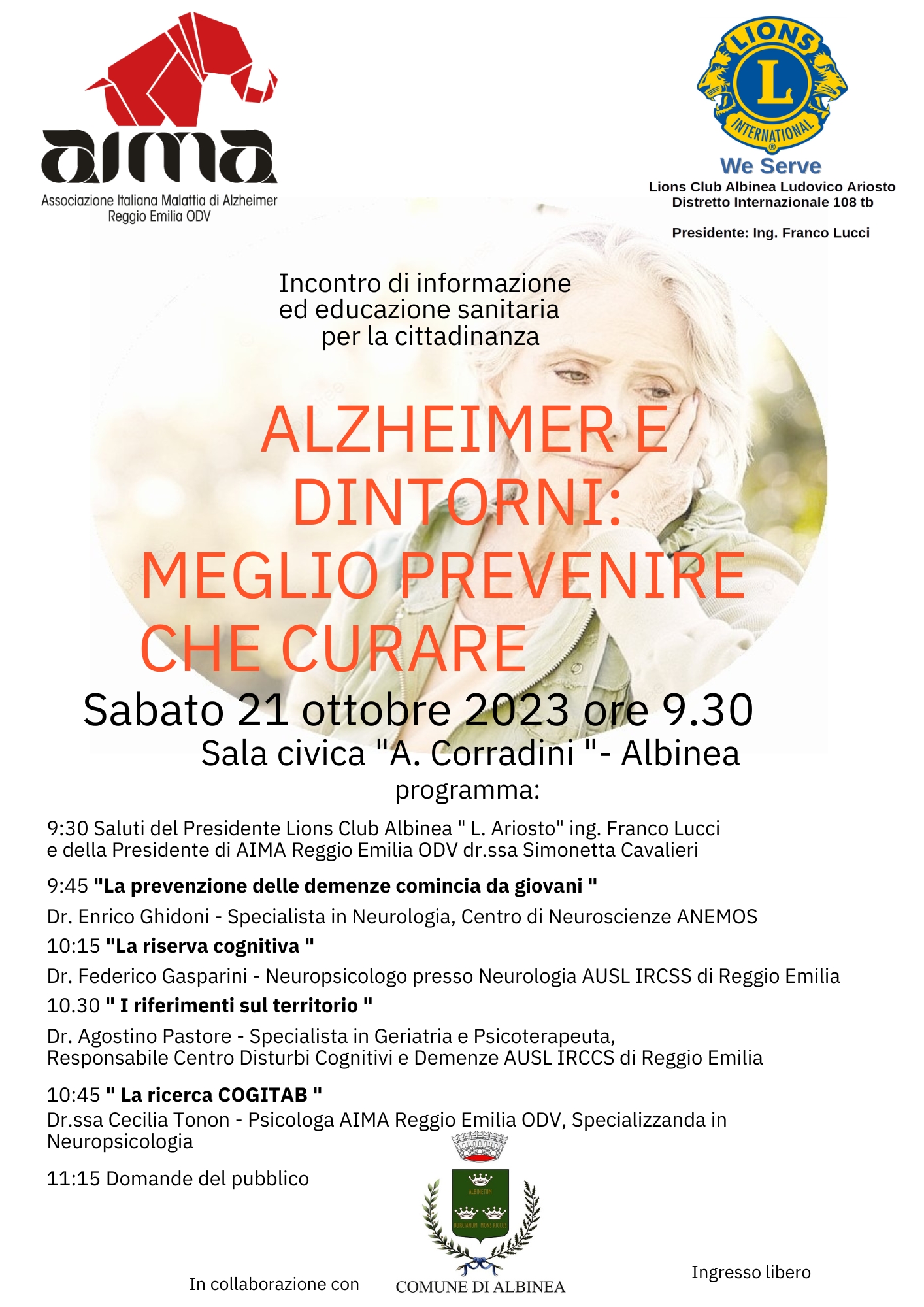 Alzheimer E Dintorni Meglio Prevenire Che Curare Ad Albinea Csv Emilia Sede Di Reggio Emilia 8223