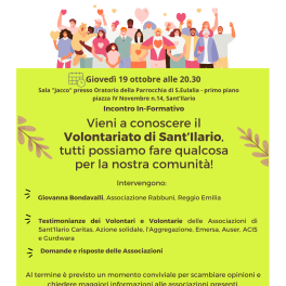 "Vieni a conoscere il volontariato di Sant'Ilario"