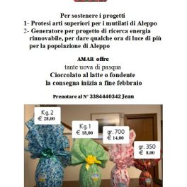 Uova di Pasqua con Amar Solidarietà per aiutare i bambini di Aleppo