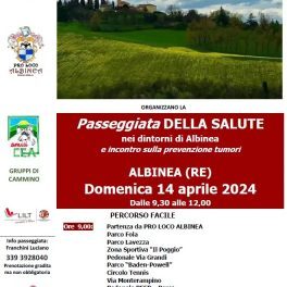 Domenica 14 la Camminata della Salute ad Albinea