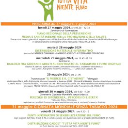 “Tutta Vita Niente Fumo”, una settimana di iniziative dell’Ausl IRCCS di Reggio Emilia