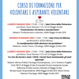 Nuovo corso di formazione volontari di AIMA - Associazione Alzheimer