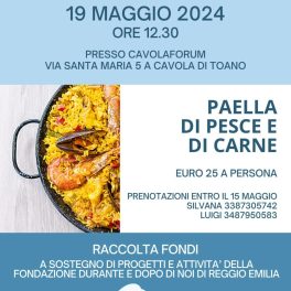 Paella di carne e di pesce a Cavola per la Fondazione Durante e Dopo di Noi di Reggio Emilia