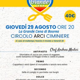 La grande cena di Boorea 2024 al circolo Arci Le Ciminiere