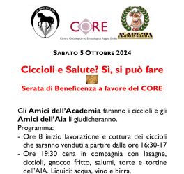 "Ciccioli e Salute? Sì, si può fare": giornata gastronomica per il Core