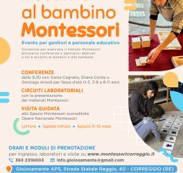 “Accanto al bambino Montessori”: evento a Correggio