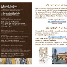 Presentazione in Vaticano del catalogo della Tovaglia del Perdono di Reggio Ricama