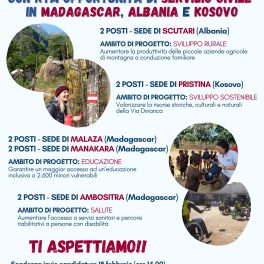Servizio civile universale estero in Madagascar, Albania e Kosovo con RTM