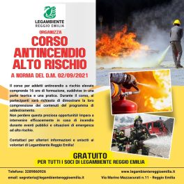 Corso gratuito per addetti antincendio alto rischio per pubblico spettacolo con Legambiente Reggio Emilia
