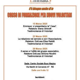 Corso 2025 per aspiranti volontari di Emmaus Volontariato Domiciliare