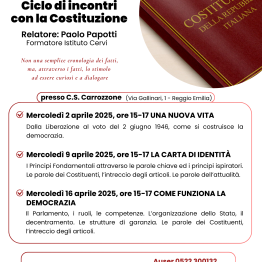 “Parole costituenti”: rassegna storica con Auser, Spi-Cgil, Federconsumatori