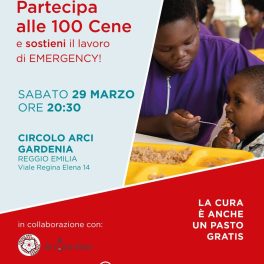 Cena per la pace di Emergency 2025 a Reggio Emilia al Circolo Arci Gardenia