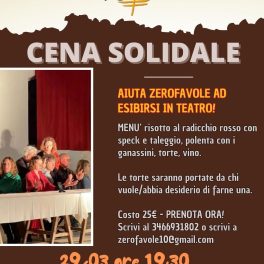 Cena con Zerofavole per sostenere i progetti teatrali dell'associazione