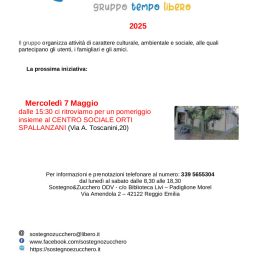 Il 7 maggio va in scena pomeriggio in compagnia con il gruppo Tempo Libero di Sostegno &amp; Zucchero