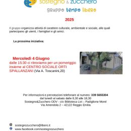 Il 4 giugno pomeriggio in compagnia agli Orti Spallanzani con il gruppo Tempo Libero di Sostegno &amp; Zucchero