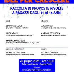 “Idee per crescere – Raccolta di proposte rivolte a ragazzi dagli 11 ai 14 anni” con la Fondazione Manodori