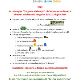 “Tre giorni al Ginepro” 2025: gita in montagna a con Sostegno &amp; Zucchero