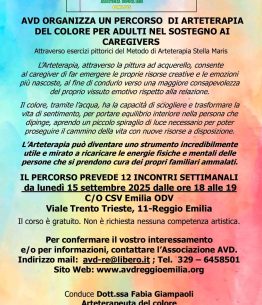 Percorso di arteterapia del colore per adulti nel sostegno ai caregivers con AVD Reggio Emilia