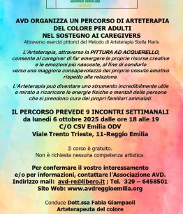 Percorso di arteterapia del colore per adulti nel sostegno ai caregivers con AVD Reggio Emilia