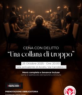 “Una collana di troppo”: una originale cena con delitto a sostegno del Grade a Arceto