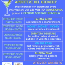 Pillole d'indipendenza: aperitivi in Biasola con informazioni utili per essere indipendenti