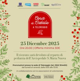 Cena benefica a Telereggio la sera del Natale 2025