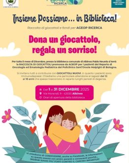 Natale a Albinea: possibile donare giocattoli nuovi per i bimbi ricoverati in Oncologia pediatrica ed Ematologia