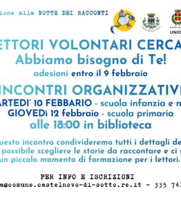 Il Comune di Castelnovo di Sotto cerca volontari per Notte dei Racconti 2026