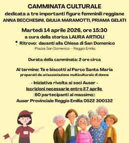 Camminata culturale con Auser sulle tracce di tre emblematiche donne reggiane