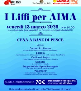Alta cucina e solidarietà a Quattro Castella con la cena gourmet di pesce “I Liffi per Aima!”