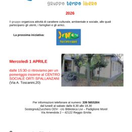 Il 1 aprile pomeriggio in compagnia agli Orti Spallanzani con il gruppo Tempo Libero di Sostegno &amp; Zucchero
