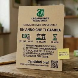 Legambiente Reggio Emilia: due posti per il Servizio Civile Universale 2026 tra attivismo, formazione e tutela del territorio