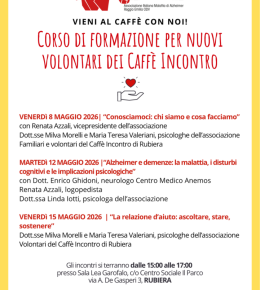 Vieni al Caffè con noi!&nbsp;AIMA Reggio Emilia cerca nuovi volontari: al via due corsi di formazione a Correggio e Rubiera
