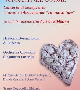 “Musica nel cuore”: concerto a Bibbiano per La Nuova Luce