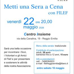 Edizione 2026 per "Metti una sera a cena con Filef"